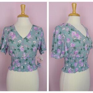 Full Circle Trends Smocked Top  Blouse with Scrunchie Set NWT M